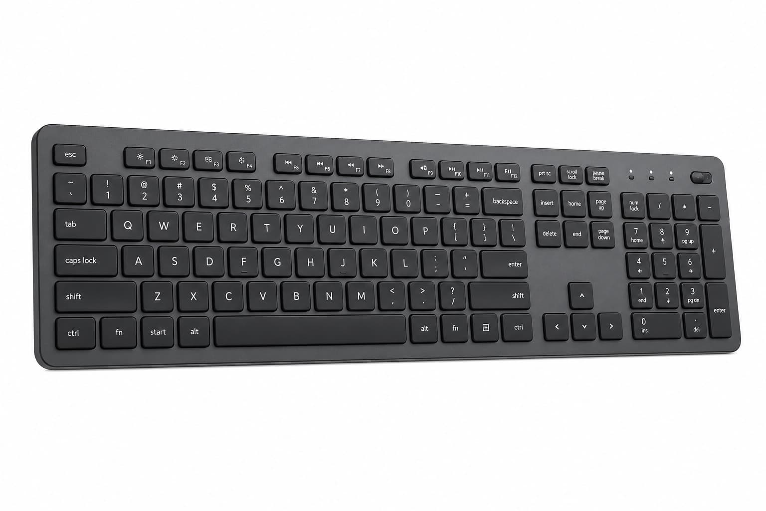 Graphite Full-Size Wireless Keyboard - front product view on white background