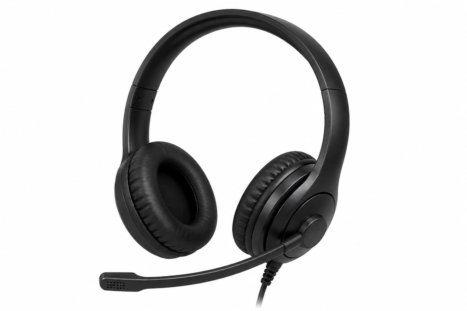 USB Computer Headset with Noise-Reducing Microphone - front product view on white background