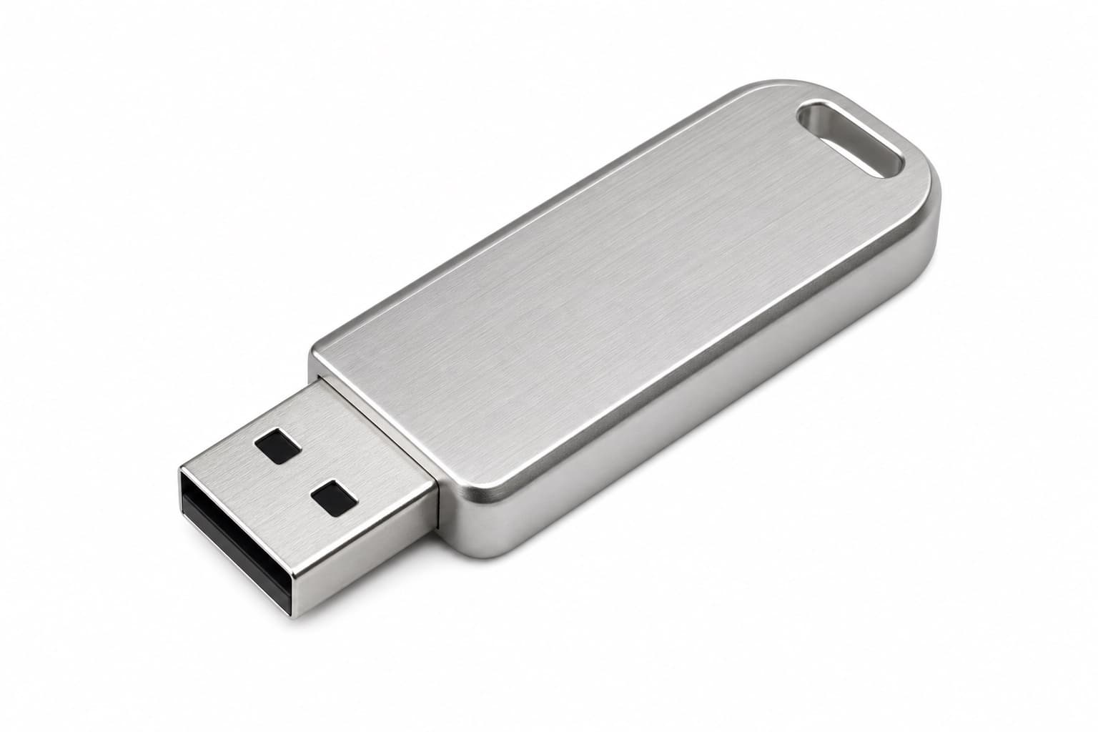USB Flash Drive, 128 GB, Metal - front product view on white background