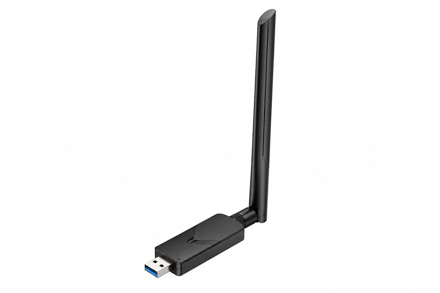 USB Wi-Fi 6 Adapter with Adjustable Antenna - front product view on white background